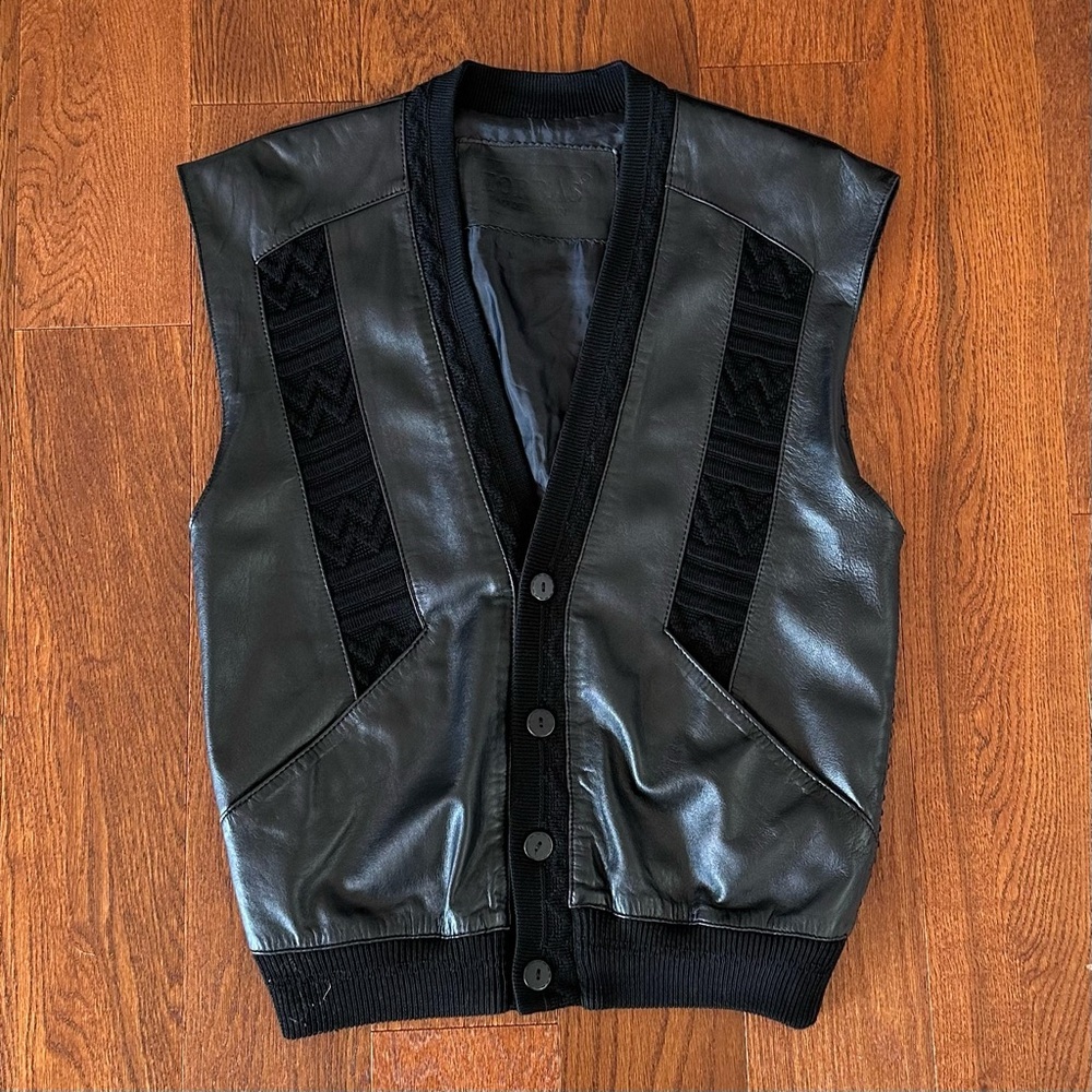 Torras Black Leather Vest Made in Spain size 38